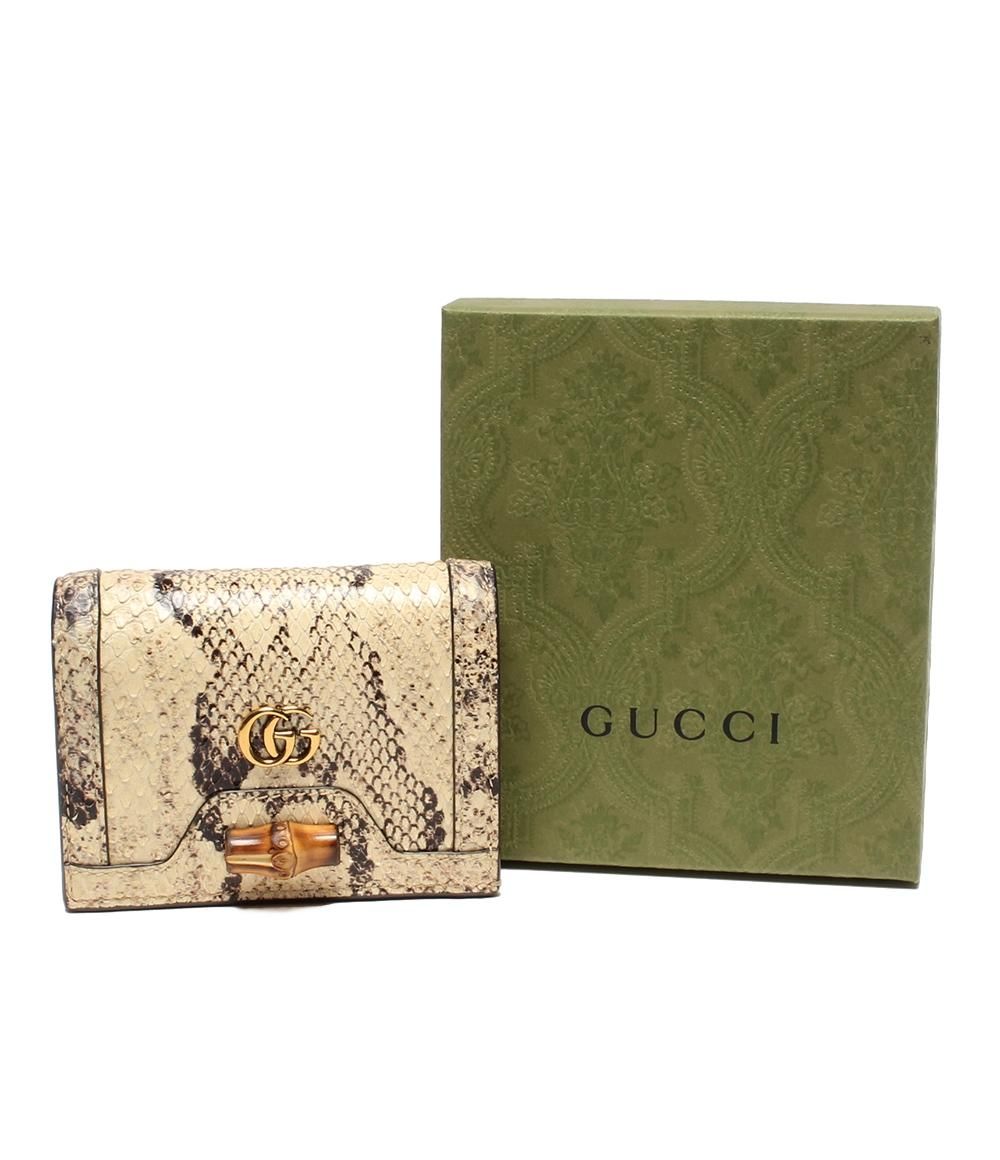 【S級品✨️】ハリ◎ マーモント バンブー 二つ折り財布 GUCCI グッチ 二つ折り財布 バンブー パイソン GGマーモント 658244 52540