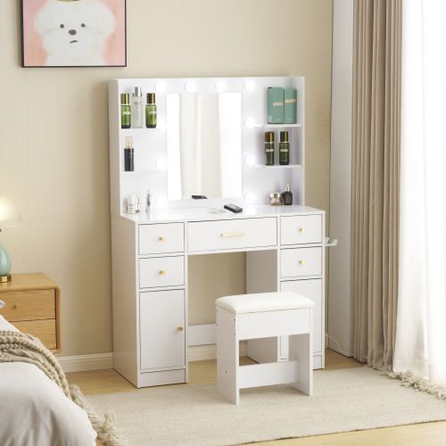 ホワイトドレッサー 女優鏡付き - メルカリ