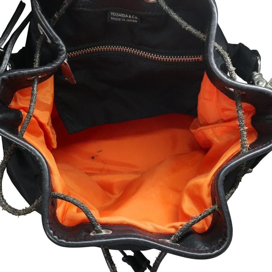 PORTER ポーター 巾着 ショルダーバッグ 黒 ドローストリング レザー