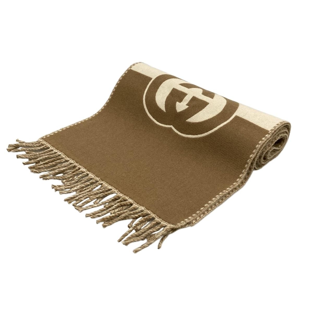 GUCCI(グッチ) マフラー美品 インターロッキングG 715497 ベージュ