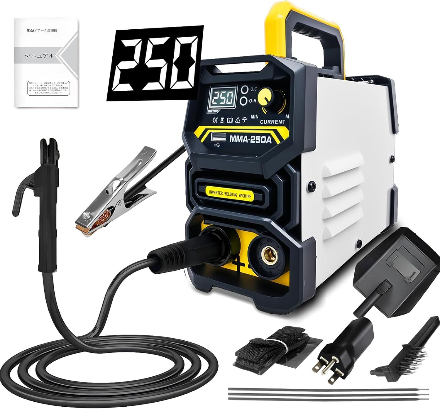 職人監修シリーズ ＭMA-250 A溶接機 250 A 60%使用率 アーク溶接 MMA TIG 一台二役 100 V|200 V兼用 IGBTインバーター ホットスタート 被覆アーク溶接 手棒溶接 コンパクト 小型 ミニ 初心者使用 家庭用 DIY 車 修理用