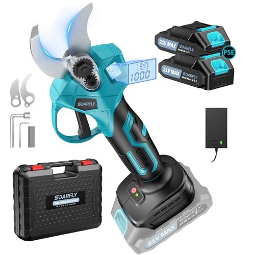 2025新登場 改良型 SOARFLY 剪定バサミ 革新パワー＆軽量設計 残量表示 切断径30 mm 最大8時間作業 充電式コードレス 電動剪定ばさみ 角度調整 延長ポール対応 21 v バッテリー 付属 剪定ハサミ 果樹 庭木 1 fdc 9257