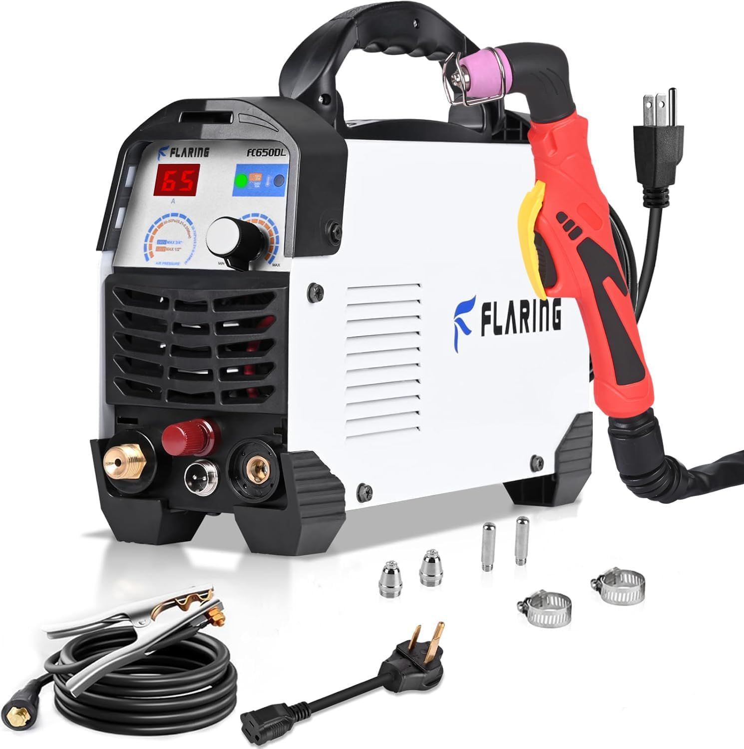 プラズマカッター 65 AMP ノンタッチ パイロット アークプラズマカッターマシン 100|200 V デュアル電圧 高周波IGBTインバーター 1|2インチ 12.7 mm クリーンカット 5|8インチ 16 消耗品セット付き切断