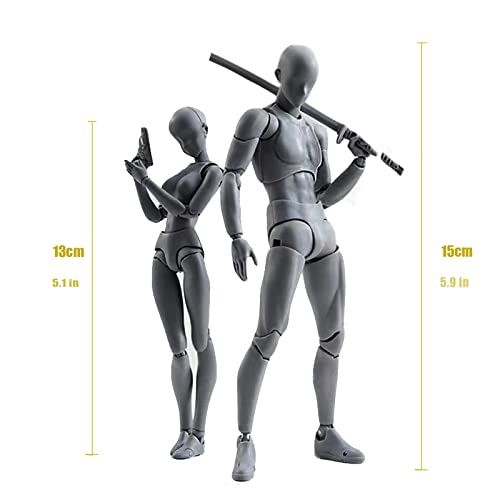 デッサン人形 男性女性モデル 関節可動 スタンド付き ジェスチャー変更 モデル人形 漫画モデル 筋肉体型 合計2点セットpo 6 f 63 b 28 d