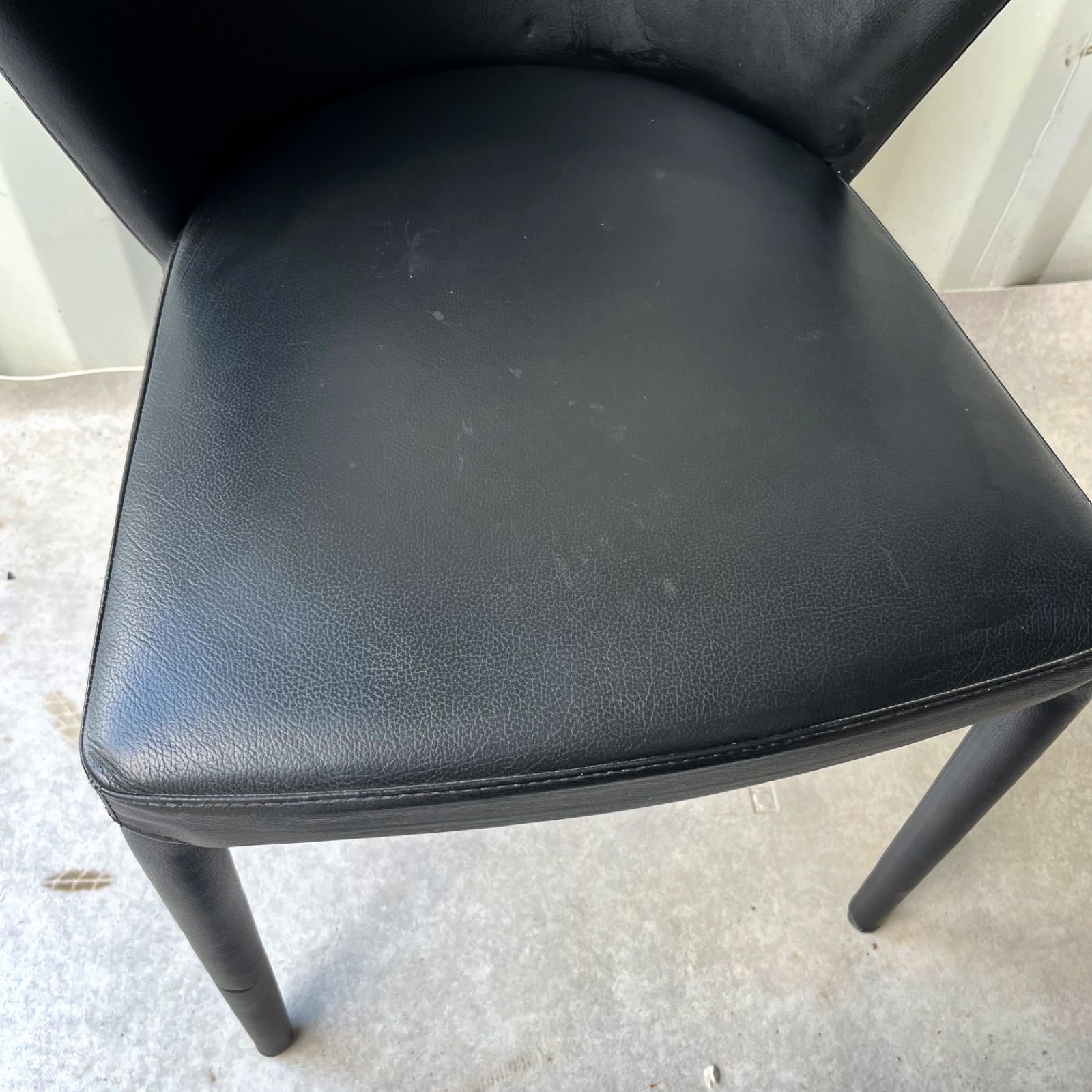 取付無料！カリガリス イタリア アメリチェア 本革ブラック ダイニング