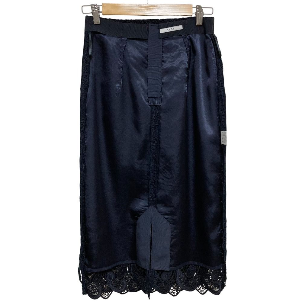 美品 ANAYI アナイ レース タイトスカート サイズ36 ネイビー  