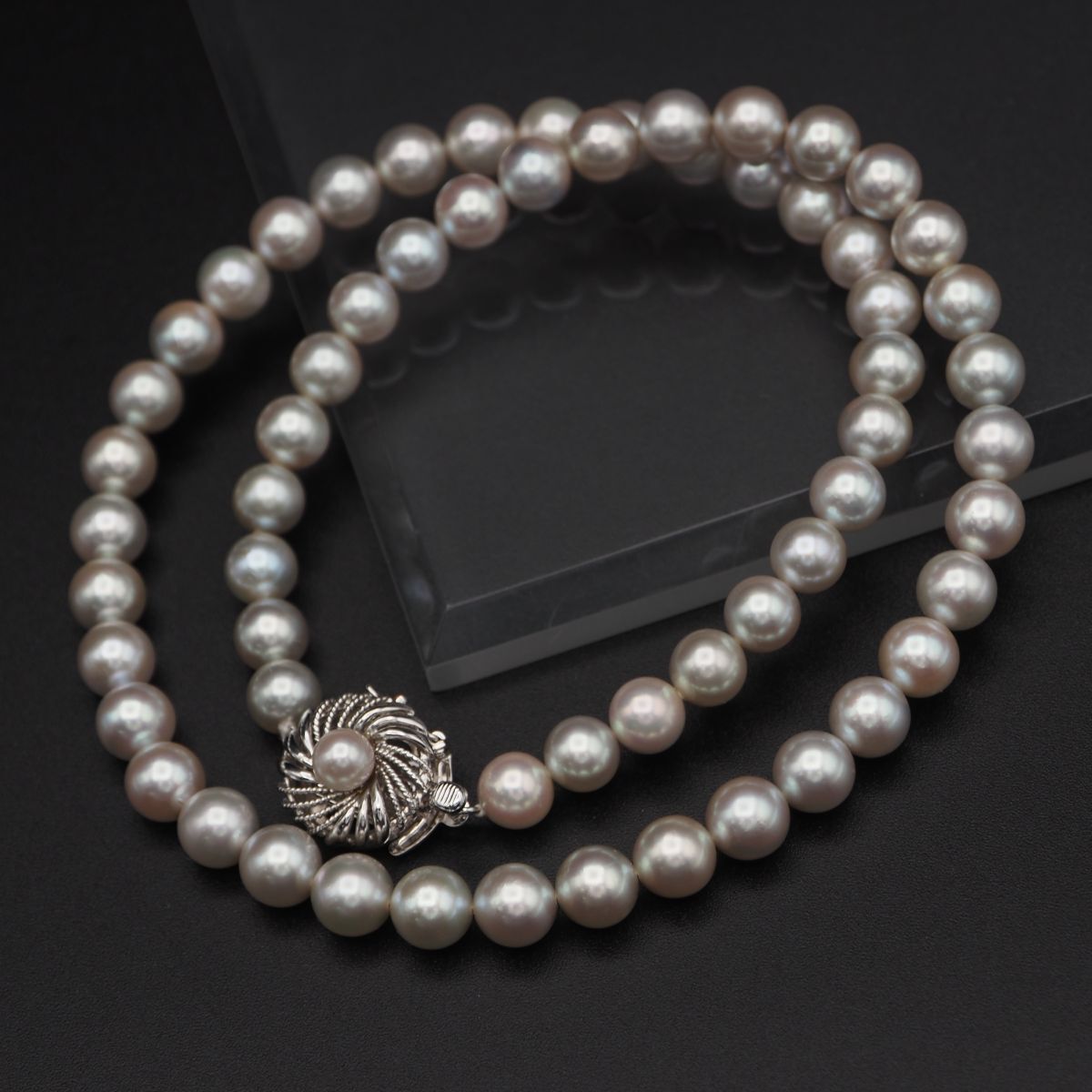 M504 あこや真珠 7.2mm珠 パール SILVER刻印 ネックレス デザイン