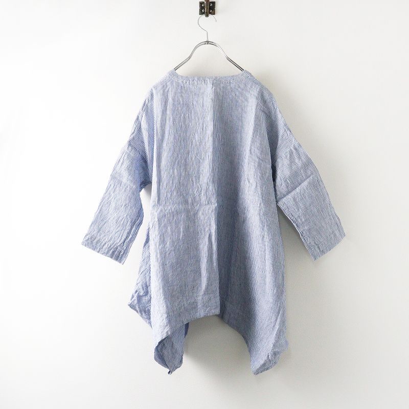 ヴェリテクール veritecoeur リネンストライプ スキッパーワイドプル