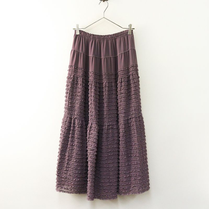 カネコイサオ✨ティアードスカートピコフリル 段々 ブラウン FREE SIZE RODEO CROWNS WIDE BOWL | レザーライクフリルティアードスカート