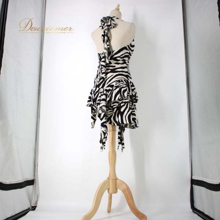 社交ダンス 衣装 ラテン ドレス ワンピース パーティドレス 白 黒