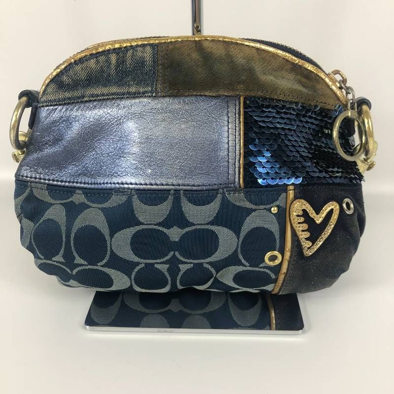 美品　コーチ　トートバッグ poppy 2way パッチワーク デニム コーチ POPPY パッチワーク デニム ショルダーバッグ - メルカリ