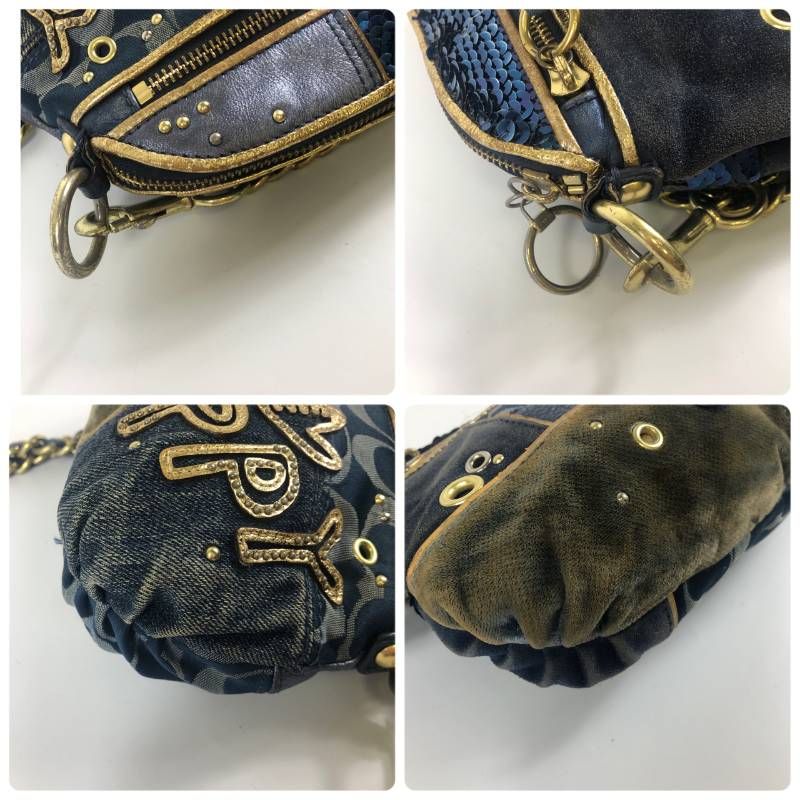 美品　コーチ　トートバッグ poppy 2way パッチワーク デニム 美品 コーチ トートバッグ poppy 2way パッチワーク デニム