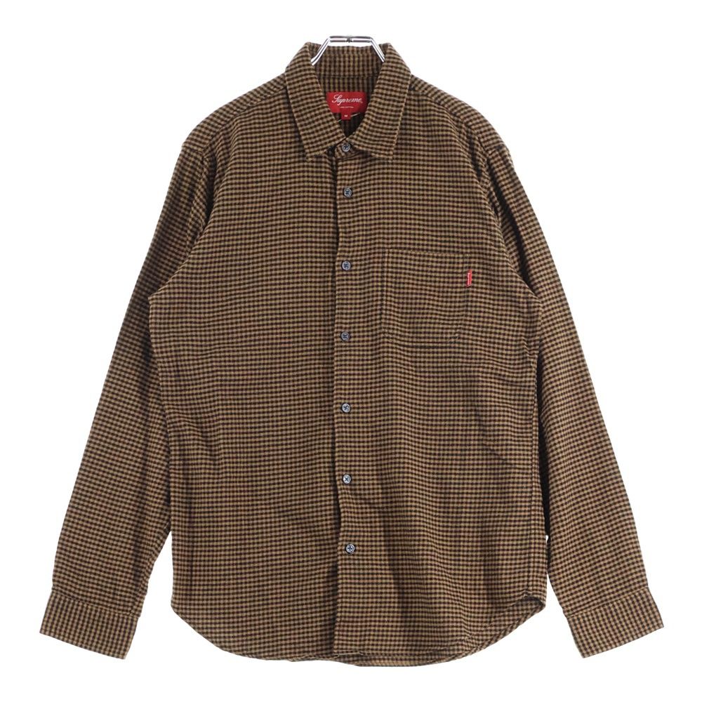 Supreme シュプリーム 16AW Houndstooth Flannel Shirt ハウンドトゥース コットン フランネル 長袖シャツ ブラウン ブラウン系 M【中古】 SUPREME (シュプリーム) 16AW Houndstooth Flannel Shirt ハウンド