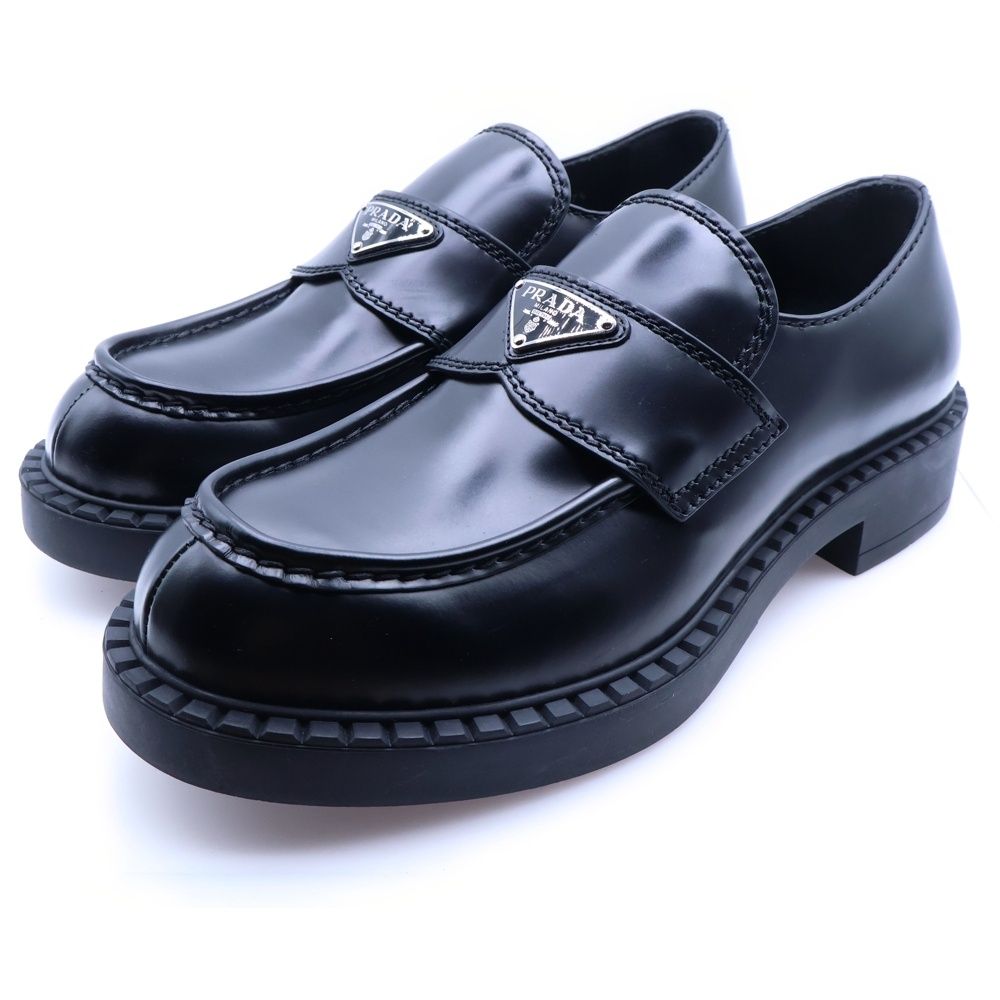 購入特典付 PRADA (プラダ) トライアングルロゴプレート ブラッシュド 