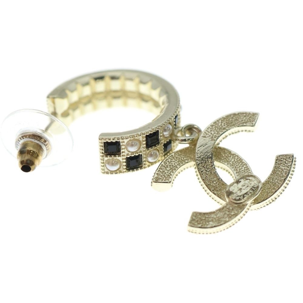 CHANEL (シャネル) ココマーク ロゴラインストーン フープピアス