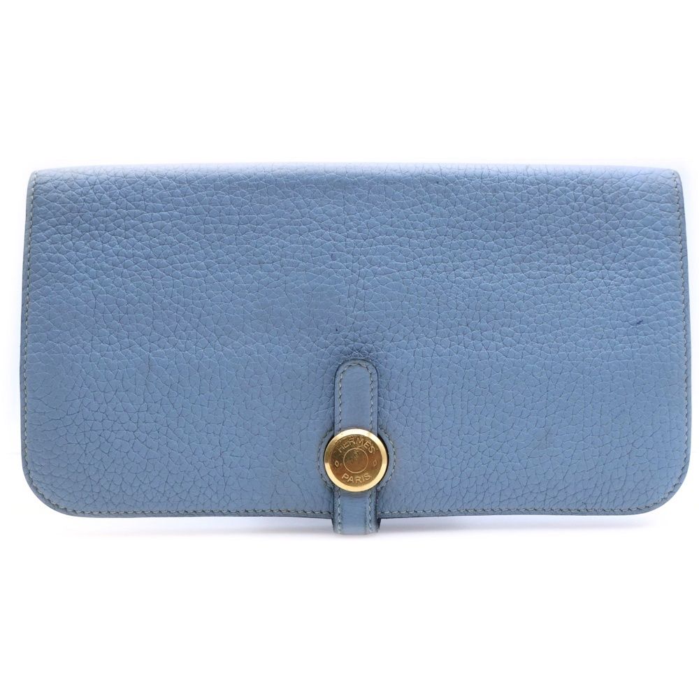 【極美品】HERMES エルメス ドゴンロング 財布 トリヨン T刻印　ブルー HERMES (エルメス) ドゴンロング □P刻印 レザーロングウォレット 長