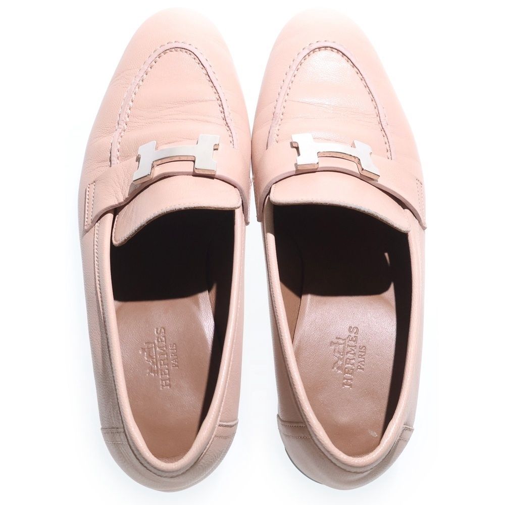 HERMES (エルメス) コンスタンス Hロゴ レザー ローカットシューズ