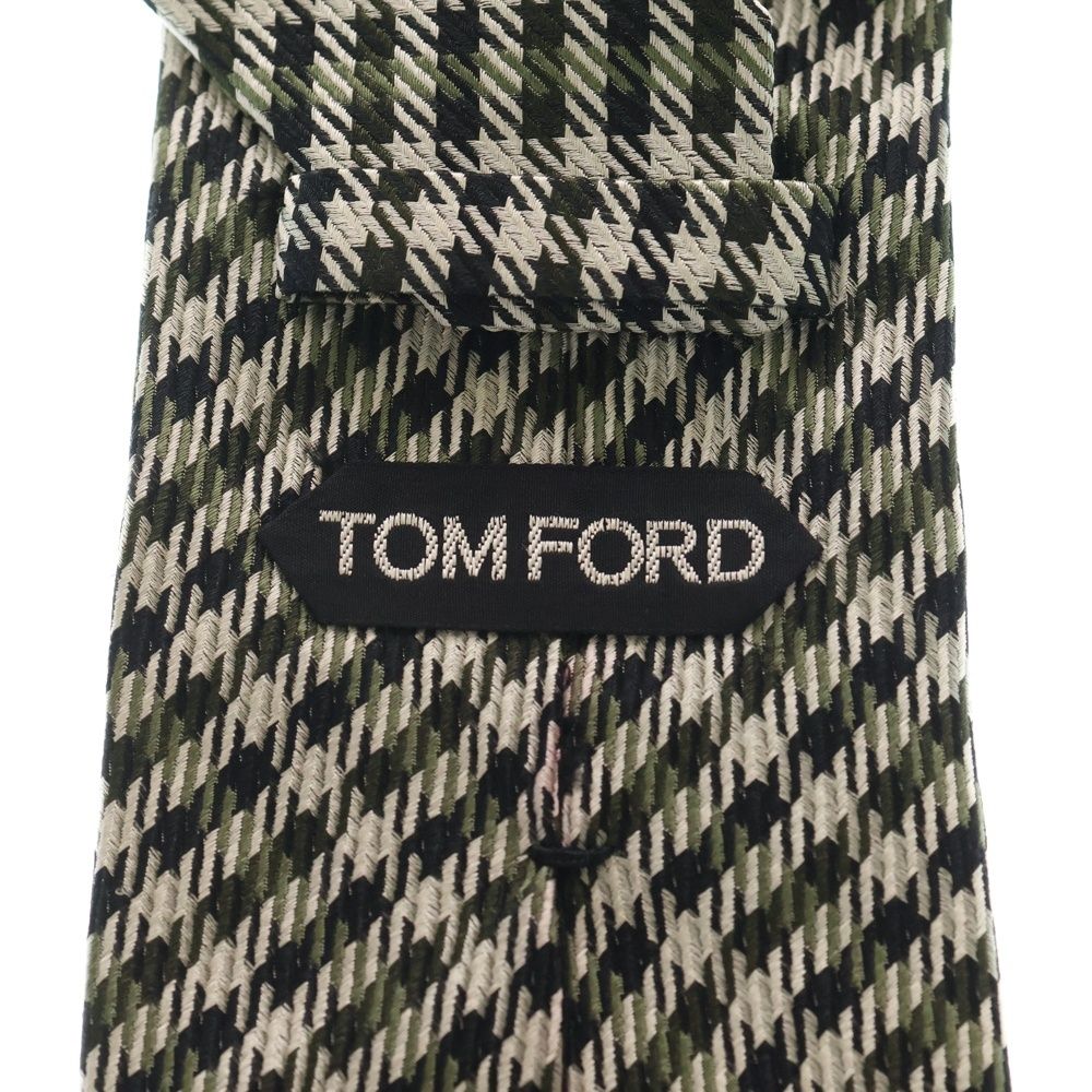 TOM FORD (トムフォード) チェックシルクネクタイ カーキ/ブラック