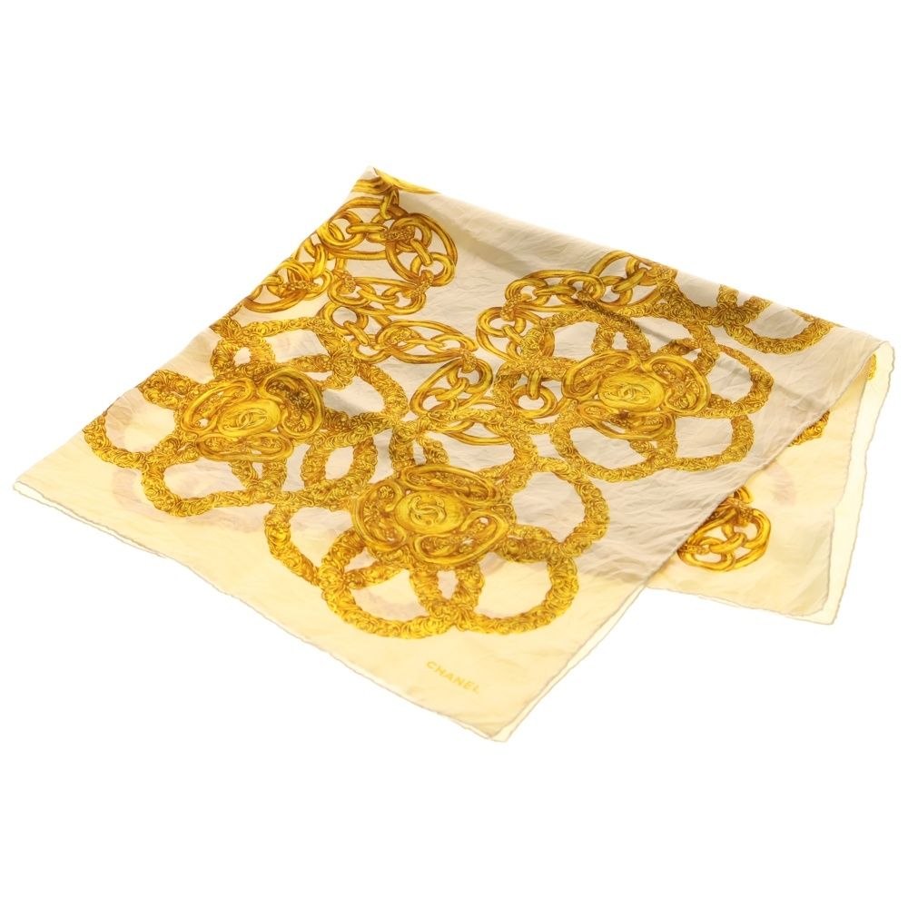 CHANEL (シャネル) ココマーク チェーンモチーフ スカーフ ゴールド