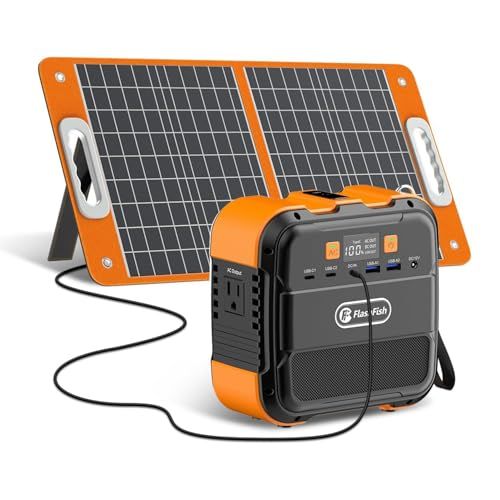 迅速に発送 FlashFish ポータブル電源 26400 mAh|98 Wh ソーラーパネル 60 W セット