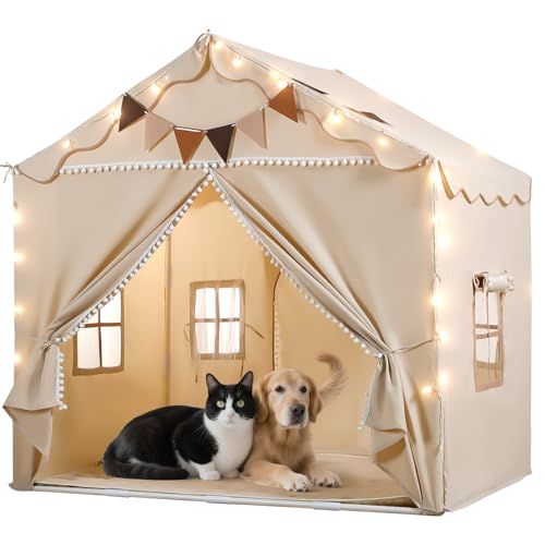 キッズテント EagleStone 室内 女の子 折りたたみ 男の子 子供遊びテント おもちゃ 秘密基地 ダブルドア LEDライト 窓付き 組み立て簡単 肌に優しい素材 広い空間 室内テント お城 プレゼント ギフト 入園お祝い ES 9929 c 93 d