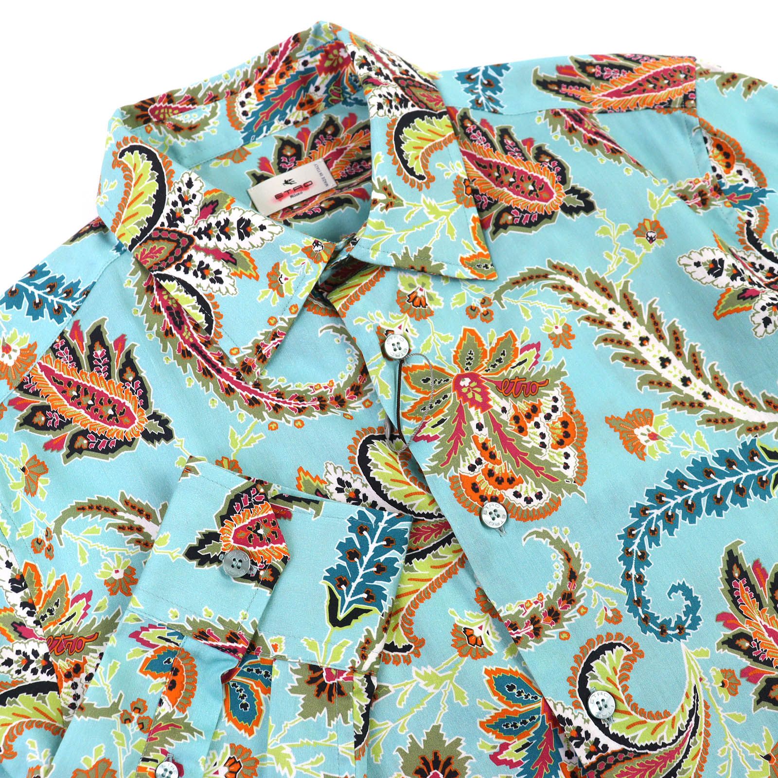 未使用品△ETRO エトロ 23SS コットン100％ ペイズリー柄 ロゴボタン