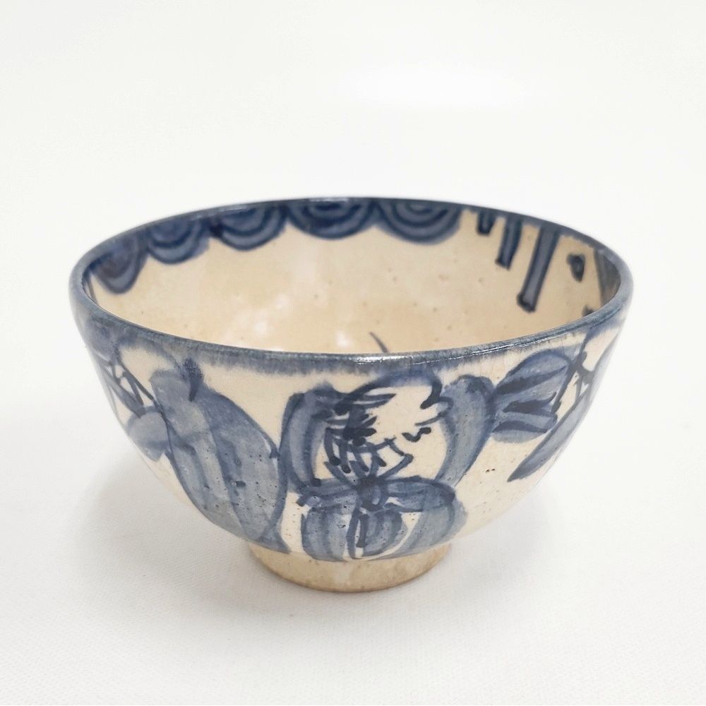 茶碗 抹茶碗 茶道具 茶器 染付 青木木米 寿老人 青木木米 アオキモクベイ 聾米造 染付 茶碗 抹茶碗 食器 キナリ ブルー