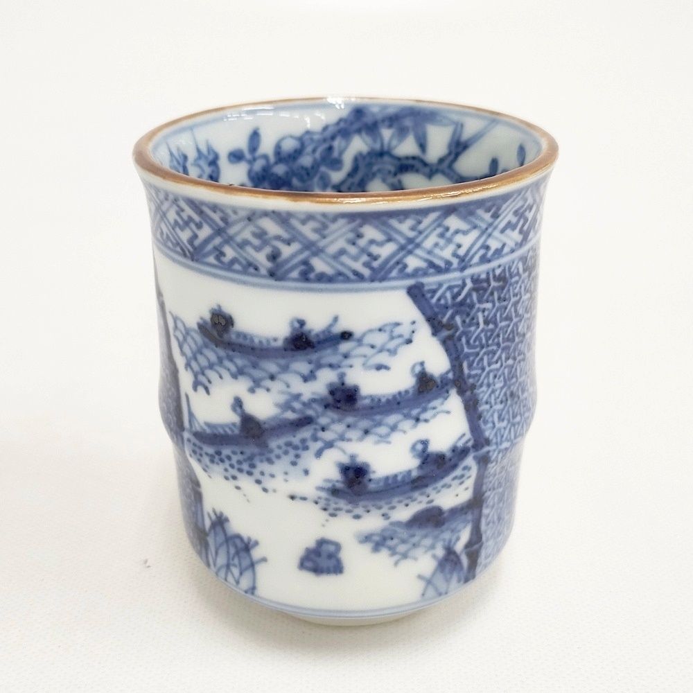 須田菁華 スダセイカ 九谷焼 染付祥瑞湯呑 食器 ホワイト ブルー