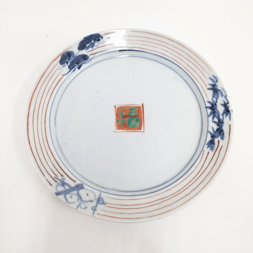 中尾万作 ナカオマンサク 松竹梅 大皿 八寸皿 2客 見込みに福 皿 ホワイト レディース 6-0108 G◎