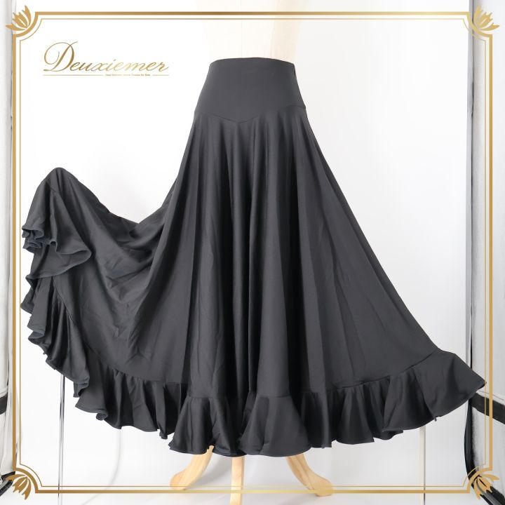 【フラメンコ衣装】ブラック prima boutique ファルダ スカート 黒 フラメンコ 衣装 ファルダ スカート ブラック系 無地 シンプル 黒 練習