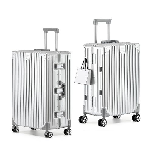 Yuweijie 銀色系ボディーカラーを改良 スーツケース アルミフレーム キャリー ケース機内持ち込み 預け入れスーツケース 大型トロリーケース 軽量キャリーバッグ 静音ダブルキャスター 耐衝撃 旅行 ビジネス 出張 tsaロック付