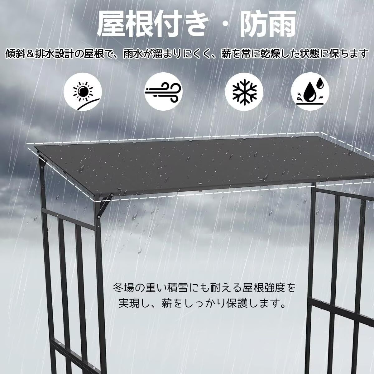  屋根付き ログラック 薪置き棚 屋外 大型 スチール製 薪ラック 耐荷重300 kg 奥行60*幅157*高さ177 cm 収納 整理 保管 乾燥 ログホルダー 頑丈 高い安定性 薪小屋 暖炉 焚火 ポーチ ガーデン パティオ 庭に最適 日本語説明書付き その他 文房具 事務用品