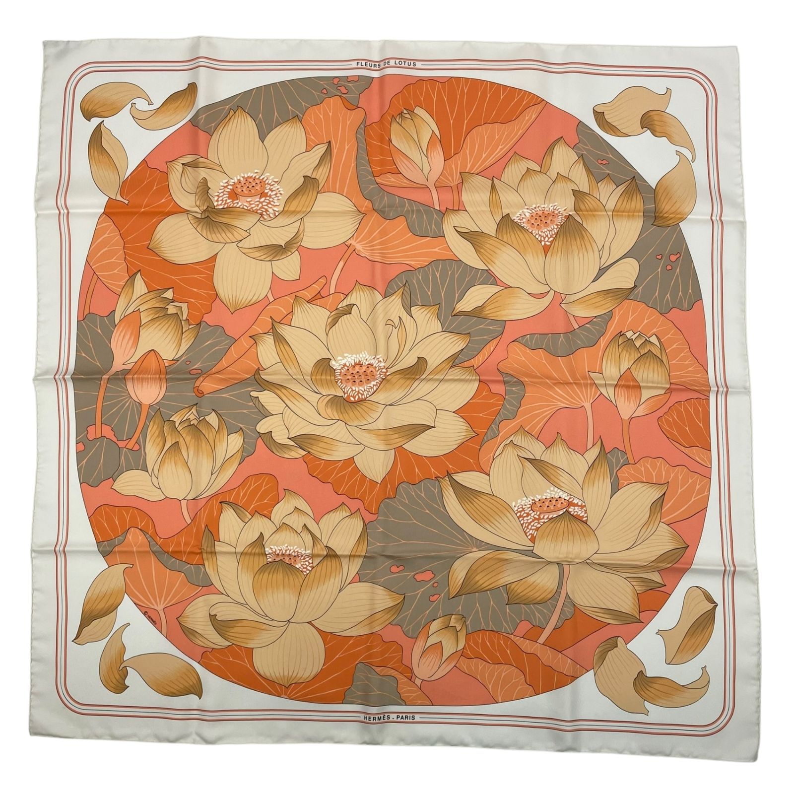 新品同様 HERMES エルメス スカーフ カレ90 シルク100％ FLEURS DE