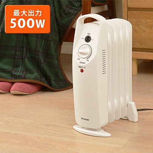 アイリスオーヤマ ヒーター オイルヒーター 3.3畳 ウェーブ型 500 W 小型 コンパクト 温度調節 転倒オフ機能 メカ式 足元 省エネ 暖房 POH-505 K-W ホワイトe b 98 a 54 3