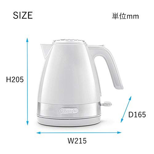 DeLonghi デロンギ De Longhi電気ケトル アクティブ シリーズ -W イタリアンデザイン 1.0 L ワンプッシュオープン 異物混入防止フィルタ 見やすい水量計 電源コードホルダー トゥルーホワイト ファ 121 dfd 1 e