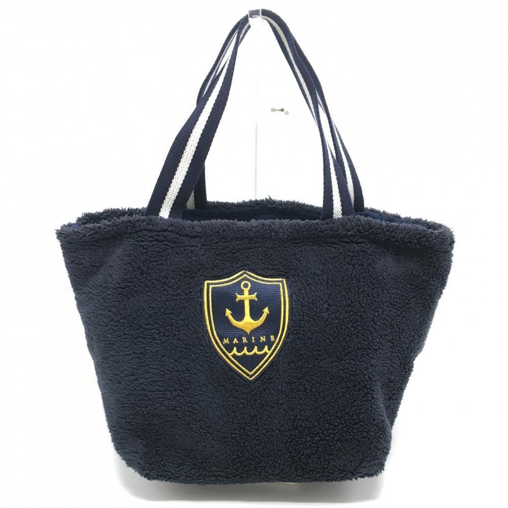 ムータマリン ボアカートバッグ ネイビー ロゴワッペン 内側ポケット