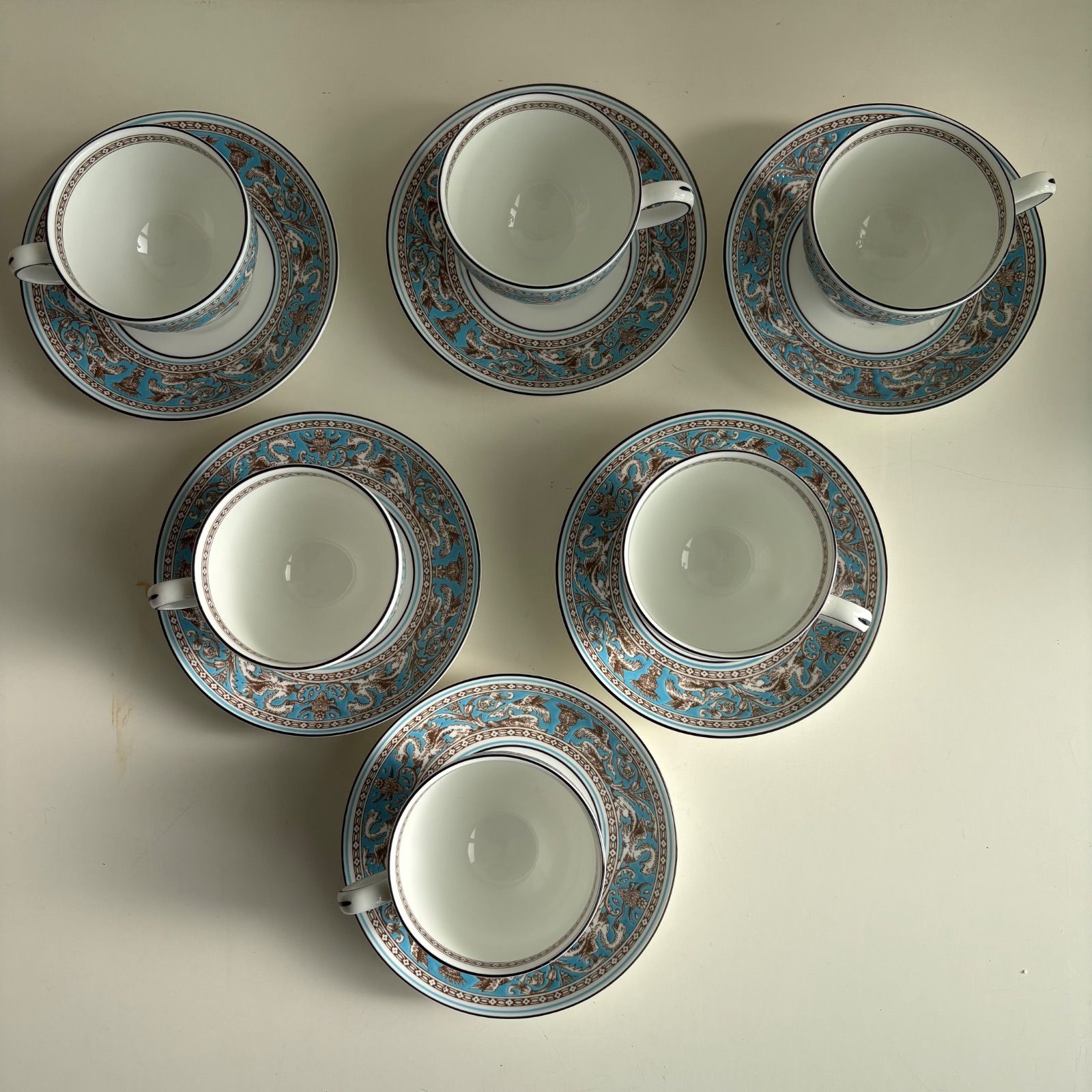 ウェッジウッド フロレンティーン ターコイズ カップ＆ソーサー 6客セット 食器 ティーカップ ソーサー セット ボーンチャイナ 英国 ブランド 結婚祝い ティータイム