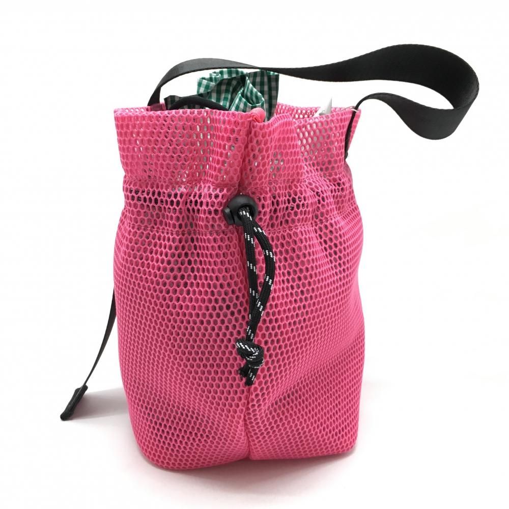 新品】ジャックバニー カートバッグ ピンク×黒 メッシュ チェック巾着