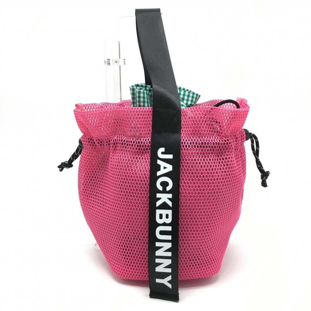 新品】ジャックバニー カートバッグ ピンク×黒 メッシュ チェック巾着