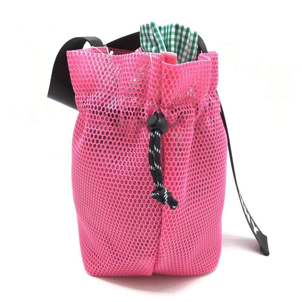 新品】ジャックバニー カートバッグ ピンク×黒 メッシュ チェック巾着
