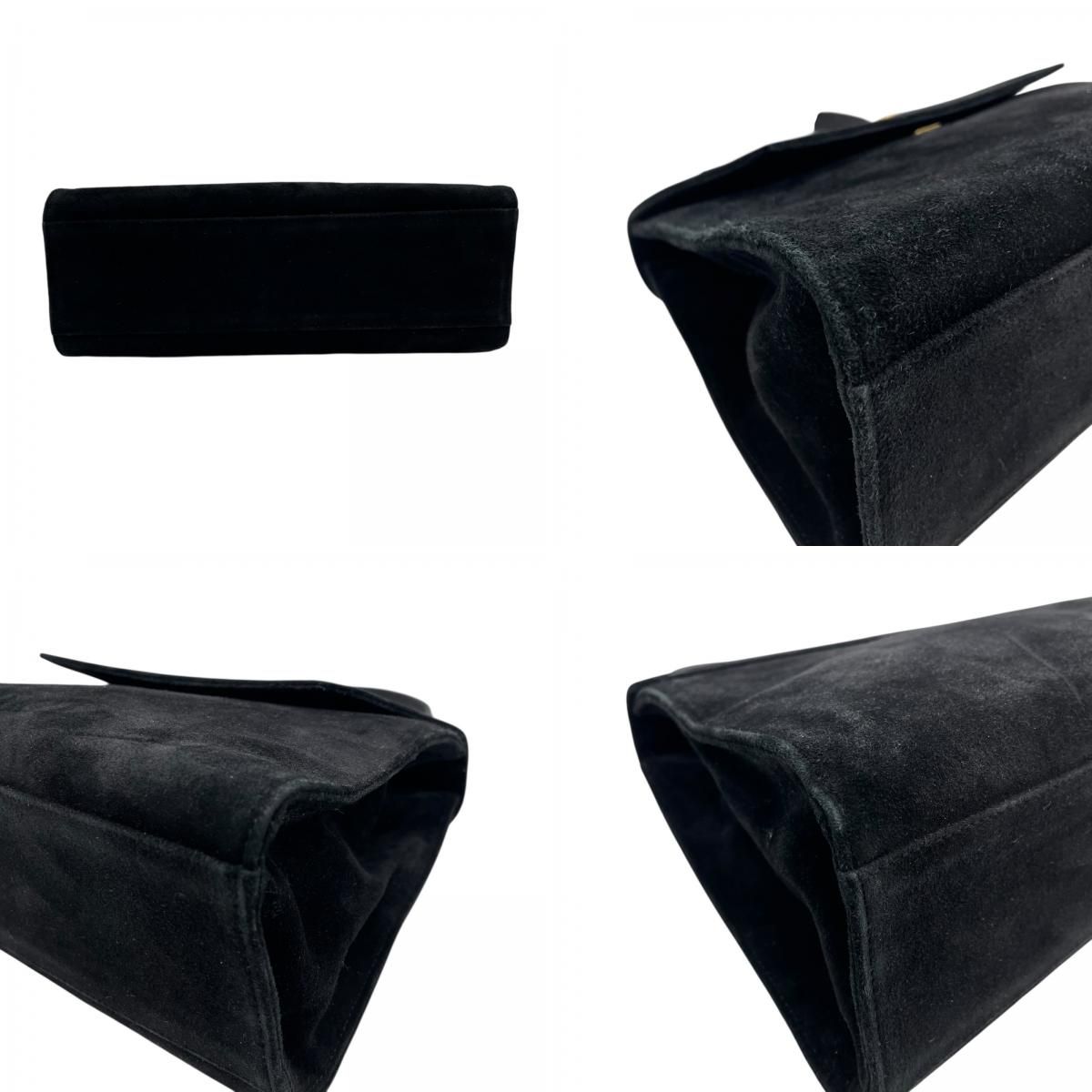 FENDI フェンディ ハンドバッグ スエード レザー ブラック ゴールド