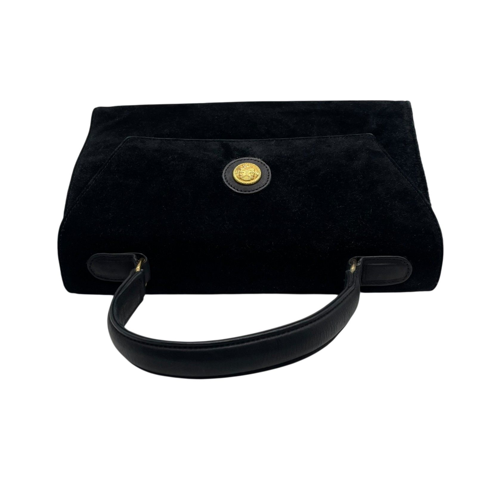 FENDI フェンディ ハンドバッグ スエード レザー ブラック ゴールド