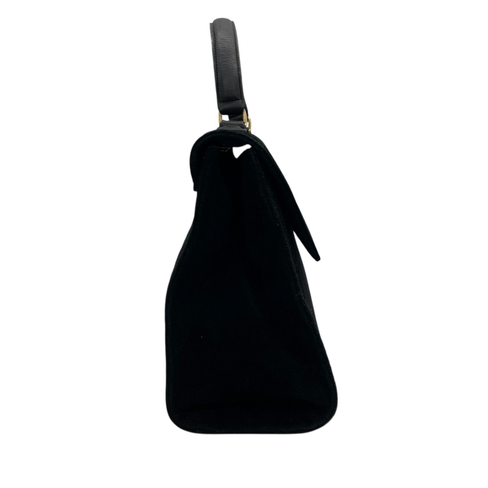 FENDI フェンディ ハンドバッグ スエード レザー ブラック ゴールド