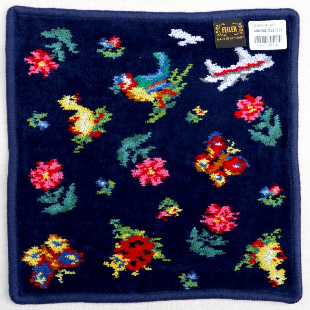 フェイラー ハンカチ 25×25cm JAL ハイジ 飛行機 ネイビー フェイラー