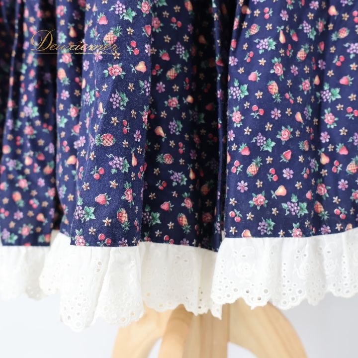 フォークダンス 衣装 スカート ネイビー系 レース チロリアン チロル