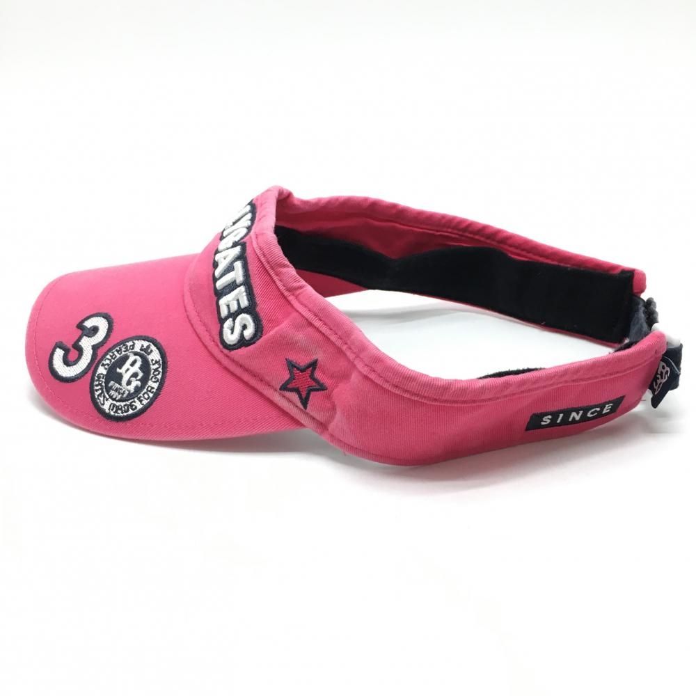 パーリーゲイツ サンバイザー ピンク 立体ロゴ刺しゅう FR ゴルフ