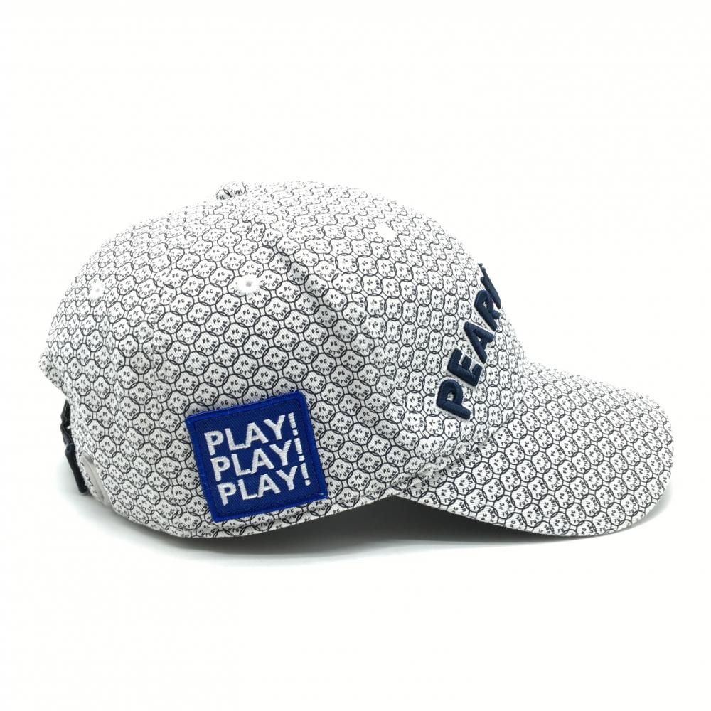 美品】パーリーゲイツ キャップ 白×ネイビー ニコちゃん風ロゴ総柄