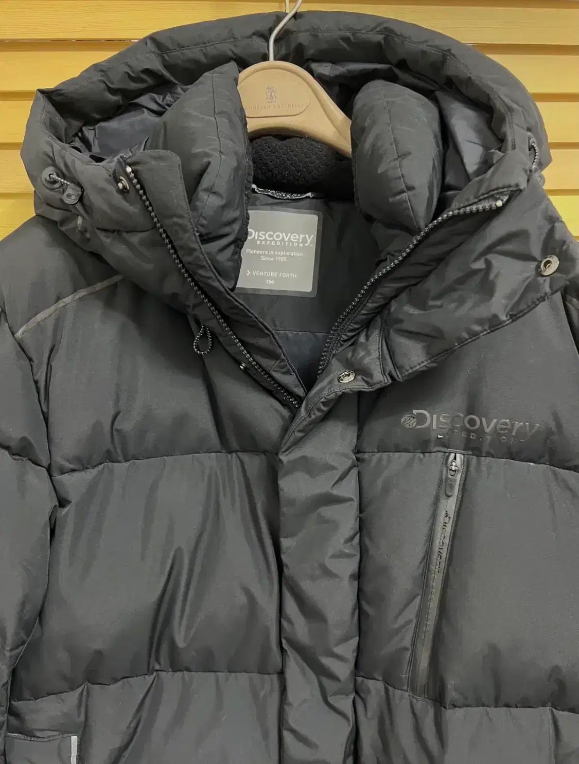 DISCOVERY メンズ ブラック ダックダウン ダウンジャケット ロング丈