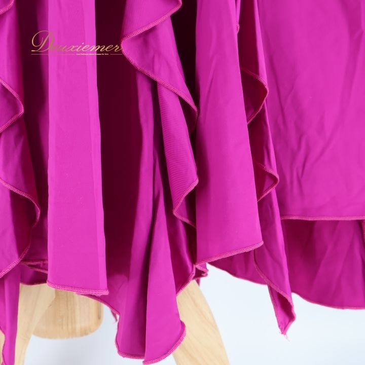 フラメンコ 衣装 ワンピース ドレス ピンク 紫 伸縮 ストレッチ