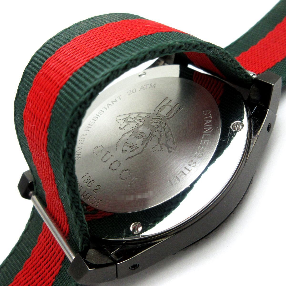 GUCCI グッチ ダイブ 蜂 ビー メンズ ブラック 黒 シェリー 136.2 時計